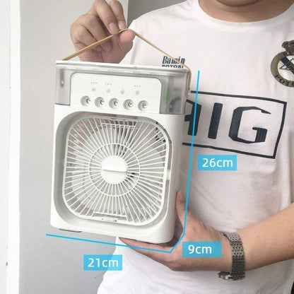 Portable Mini Air Conditioner Fan with LED Light & Water Cooling – USB Rechargeable Desk Cooler